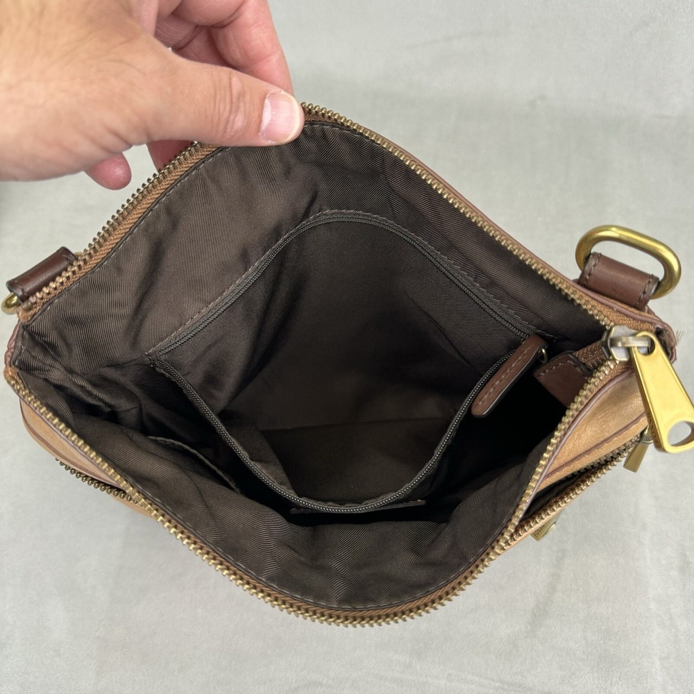 Vintage Fossil Explorer  Brown Pebbled soft Leather Shoulder Bag *NO STRAP* - Picture 7 of 14